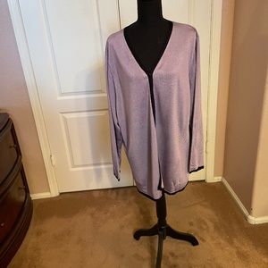 August Max v neck lilac cardigan with black trim